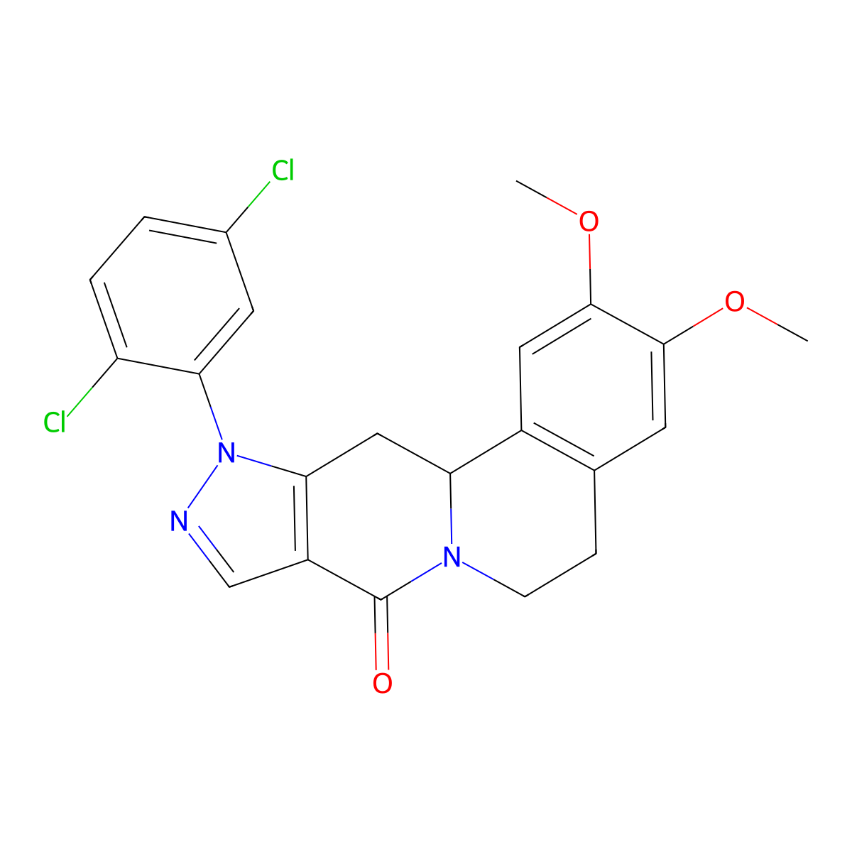 11-(2,5-dichlorophenyl)-2,3-dimethoxy-5,11,12,12a-tetrahydropyrazolo[3',4':4,5]pyrido[2,1-a]isoquinolin-8(6H)-one molecular structure, CAS 685108-02-5