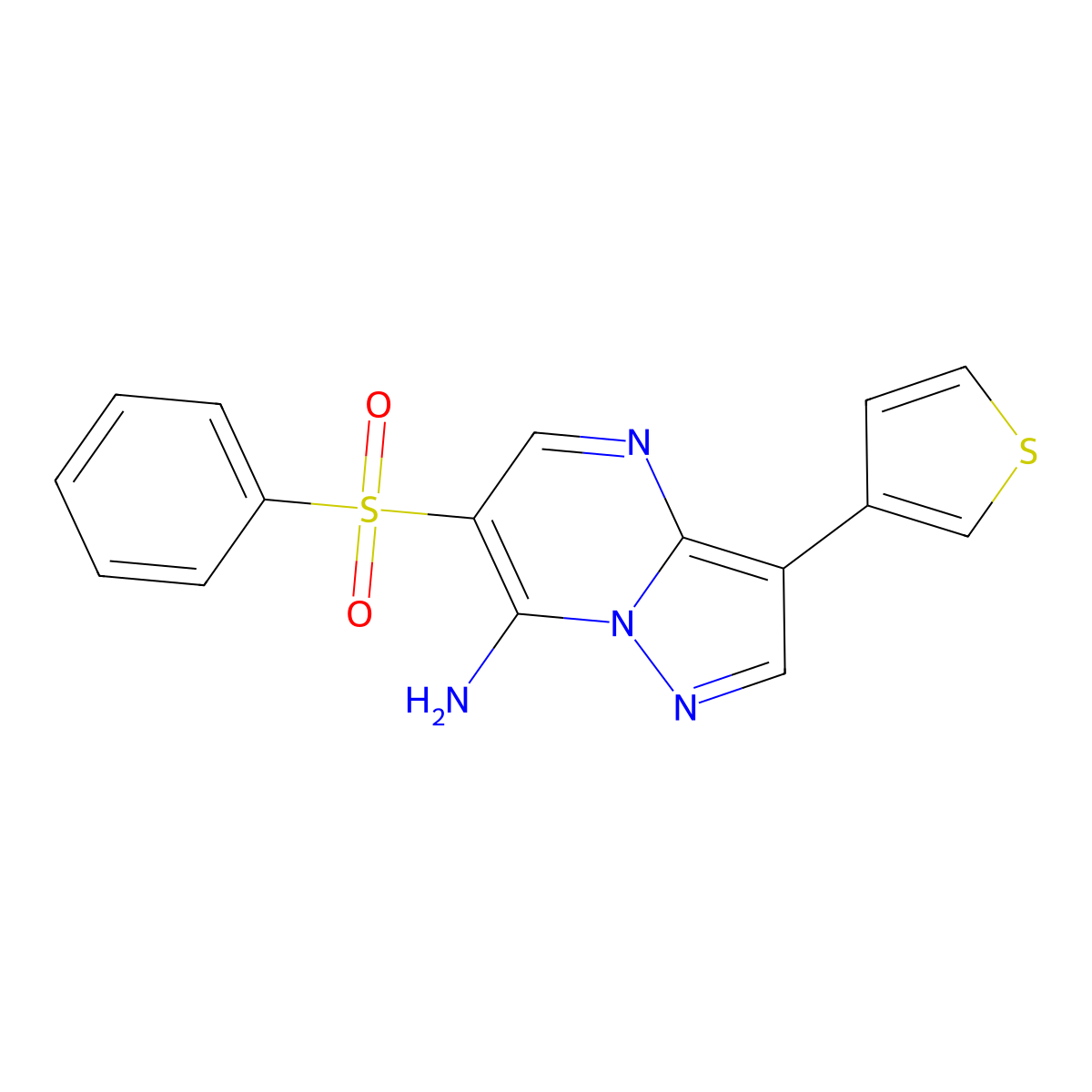 6-(Phenylsulfonyl)-3-(3-thienyl)pyrazolo[1,5-a]pyrimidin-7-amine molecular structure, CAS 685108-04-7