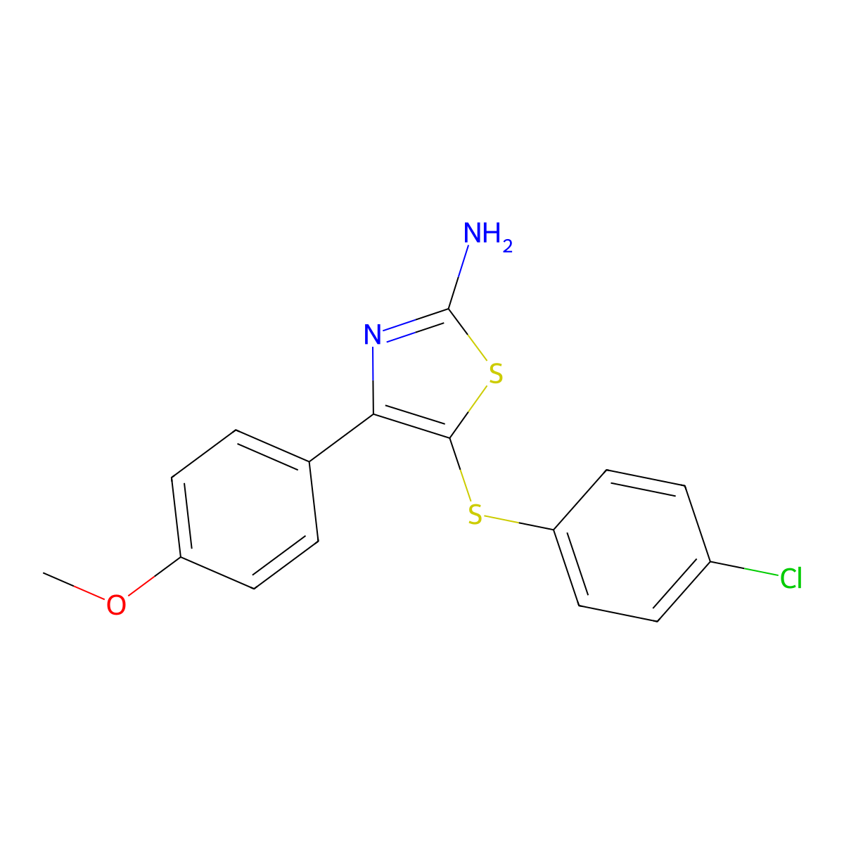 5-[(4-Chlorophenyl)sulfanyl]-4-(4-methoxyphenyl)-1,3-thiazol-2-ylamine molecular structure, CAS 685108-05-8