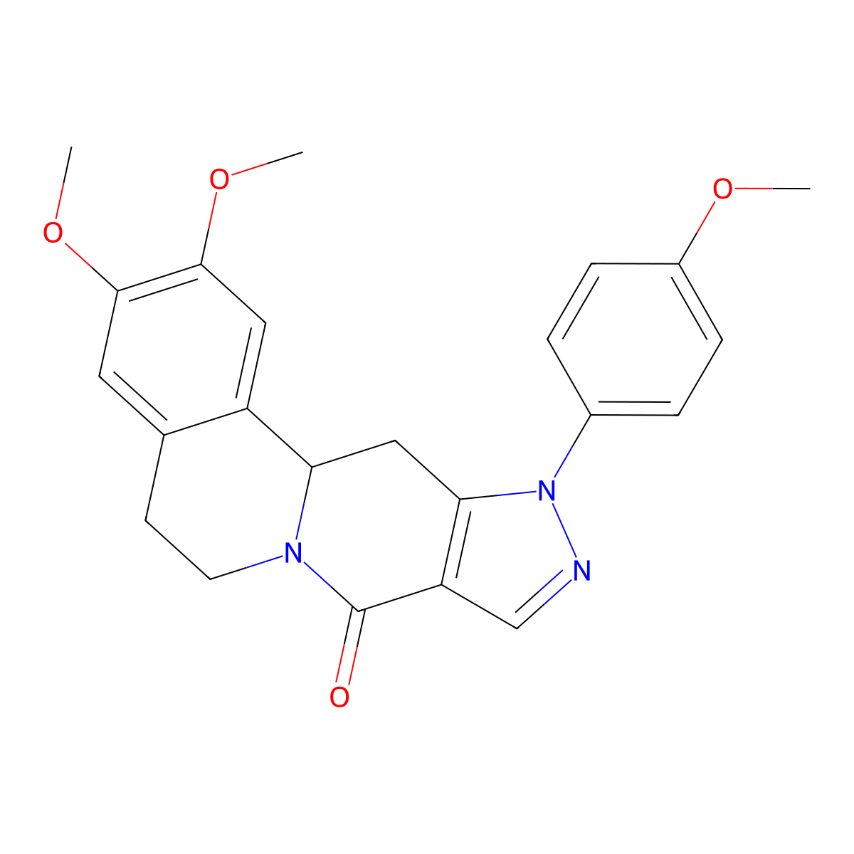 2,3-dimethoxy-11-(4-methoxyphenyl)-5,11,12,12a-tetrahydropyrazolo[3',4':4,5]pyrido[2,1-a]isoquinolin-8(6H)-one molecular structure, CAS 685108-08-1