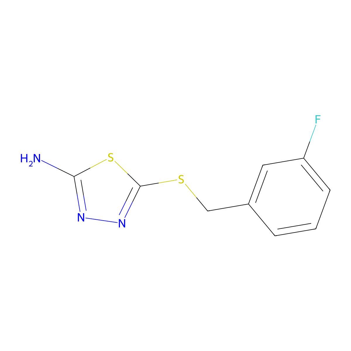 5-[(3-Fluorobenzyl)sulfanyl]-1,3,4-thiadiazol-2-ylamine molecular structure, CAS 685108-09-2