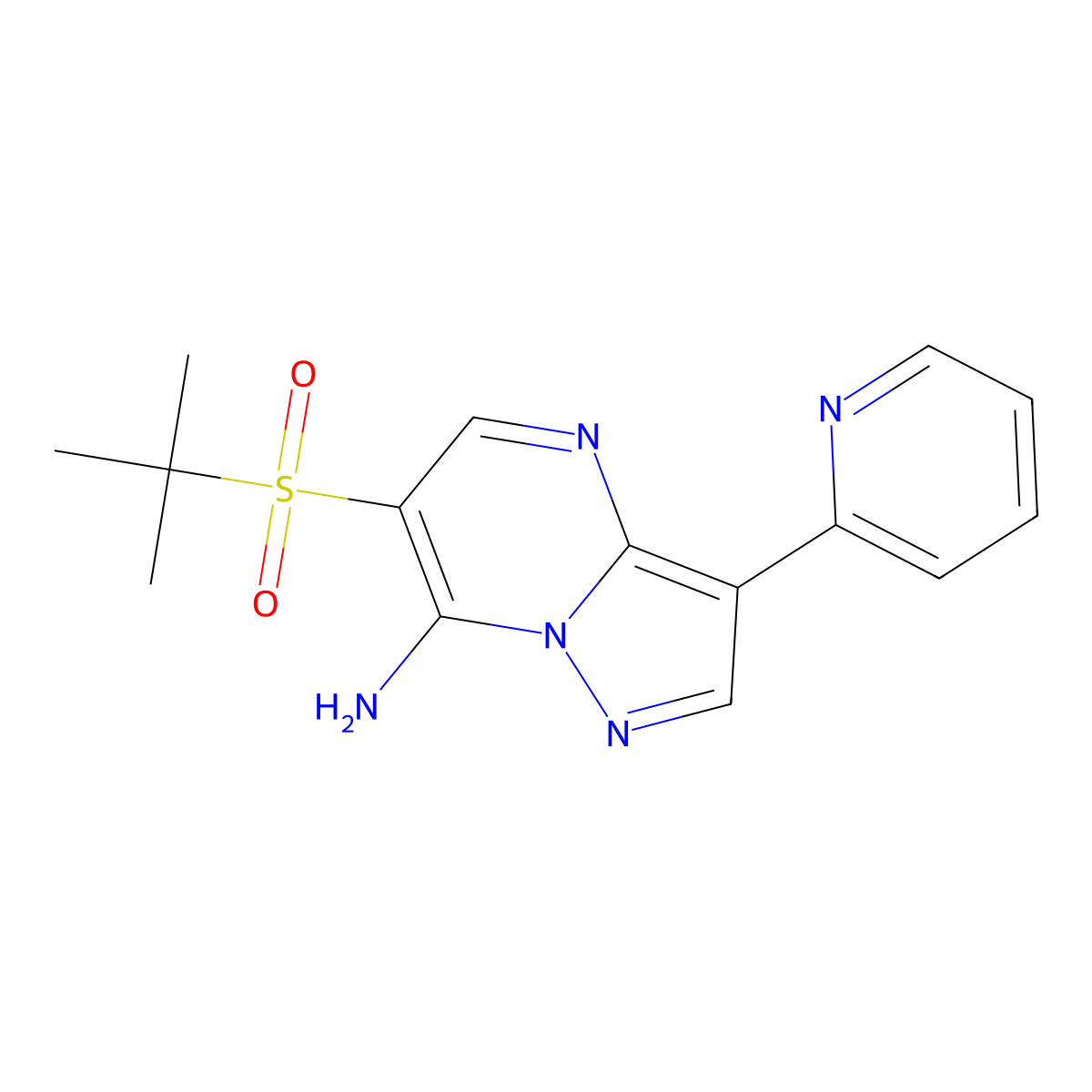 6-(Tert-butylsulfonyl)-3-(2-pyridinyl)pyrazolo[1,5-a]pyrimidin-7-ylamine molecular structure, CAS 685108-13-8