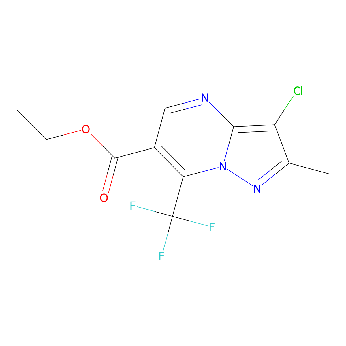 Ethyl 3-chloro-2-methyl-7-(trifluoromethyl)pyrazolo[1,5-a]pyrimidine-6-carboxylate molecular structure, CAS 685108-15-0