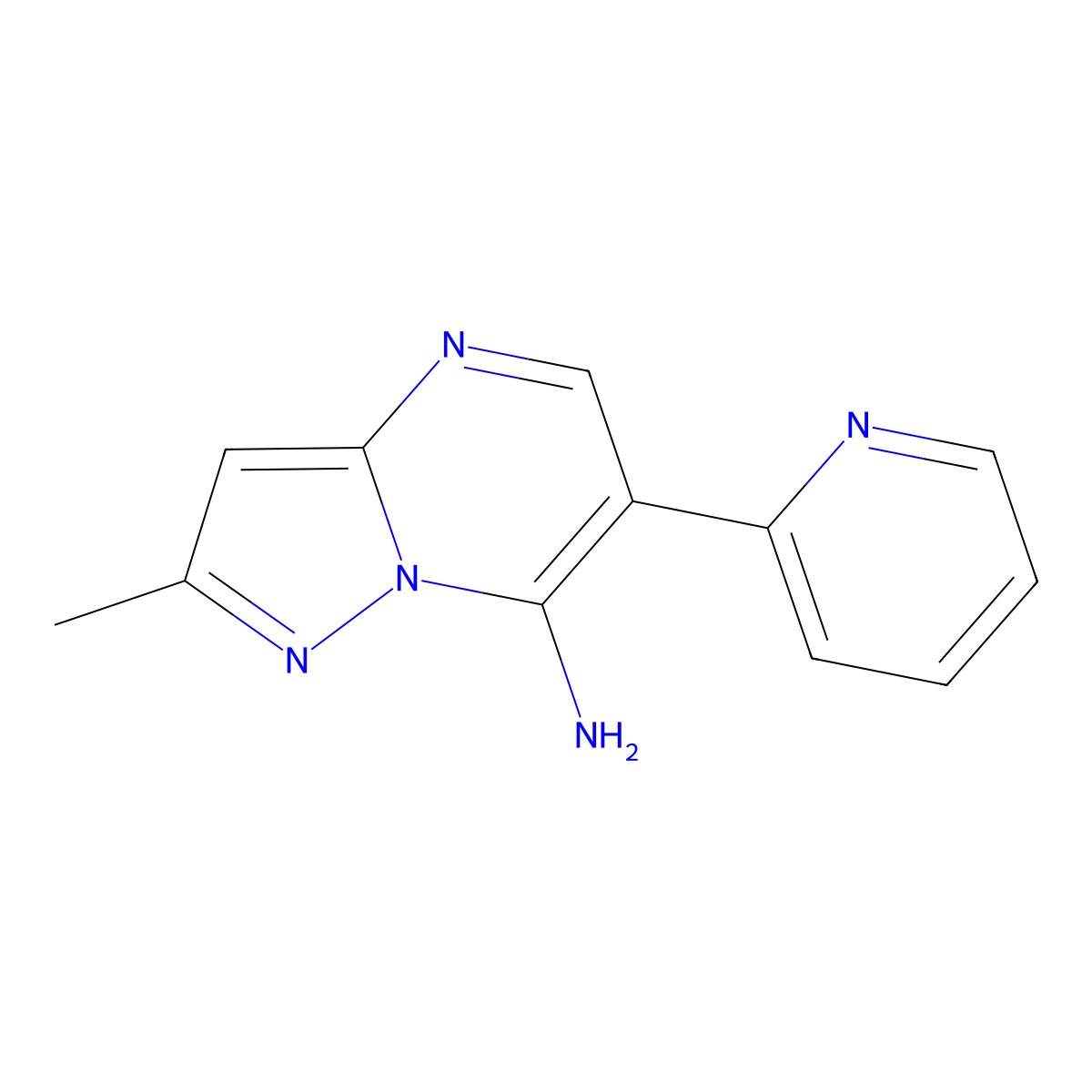 2-Methyl-6-(2-pyridinyl)pyrazolo[1,5-a]pyrimidin-7-amine molecular structure, CAS 685108-16-1