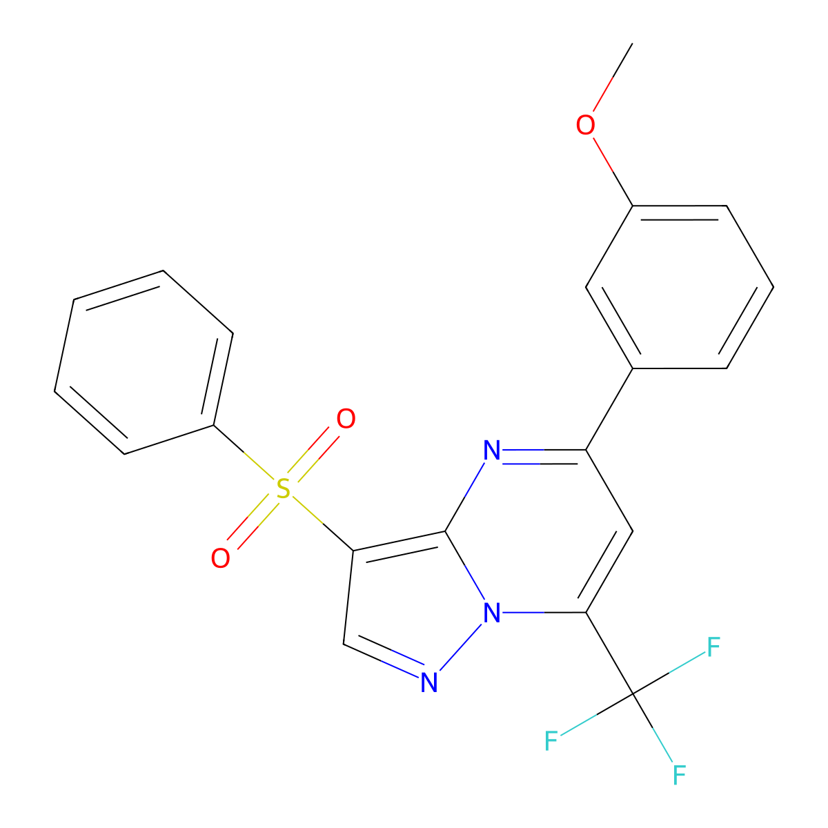 3-(Benzenesulfonyl)-5-(3-methoxyphenyl)-7-(trifluoromethyl)pyrazolo[1,5-a]pyrimidine molecular structure, CAS 685108-20-7