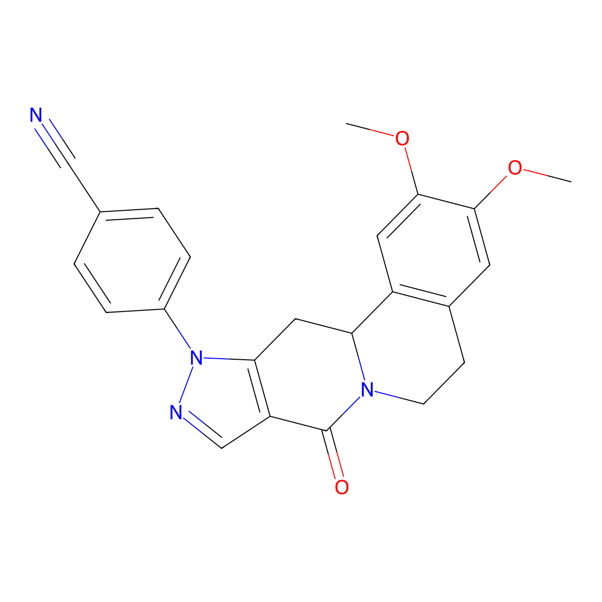 4-[2,3-dimethoxy-8-oxo-5,8,12,12a-tetrahydropyrazolo[3',4':4,5]pyrido[2,1-a]isoquinolin-11(6H)-yl]benzenecarbonitrile molecular structure, CAS 685108-21-8