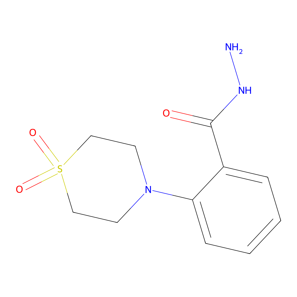 2-(1,1-Dioxo-1lambda~6~,4-thiazinan-4-yl)benzenecarbohydrazide molecular structure, CAS 685108-25-2
