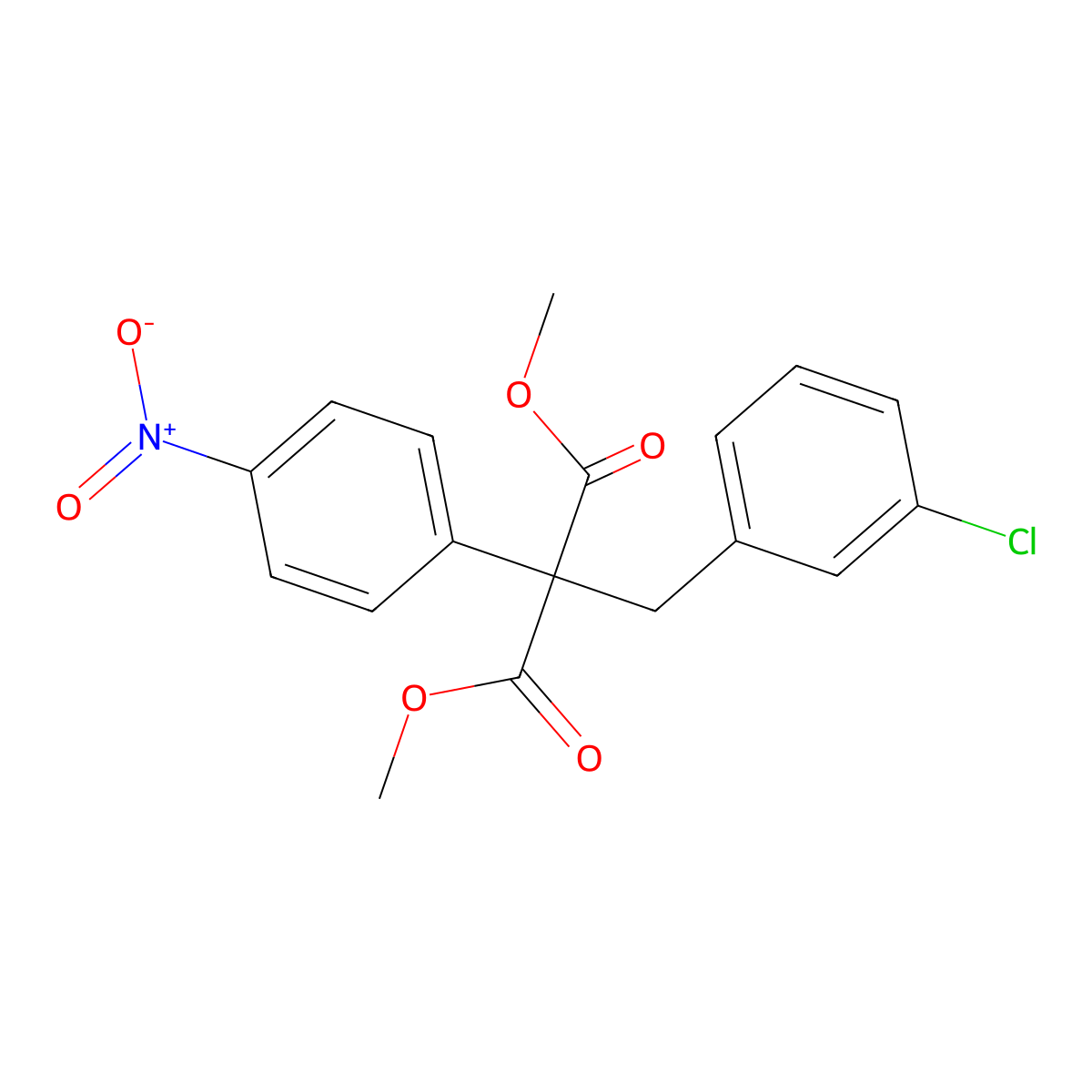 Dimethyl 2-(3-chlorobenzyl)-2-(4-nitrophenyl)malonate molecular structure, CAS 685108-27-4