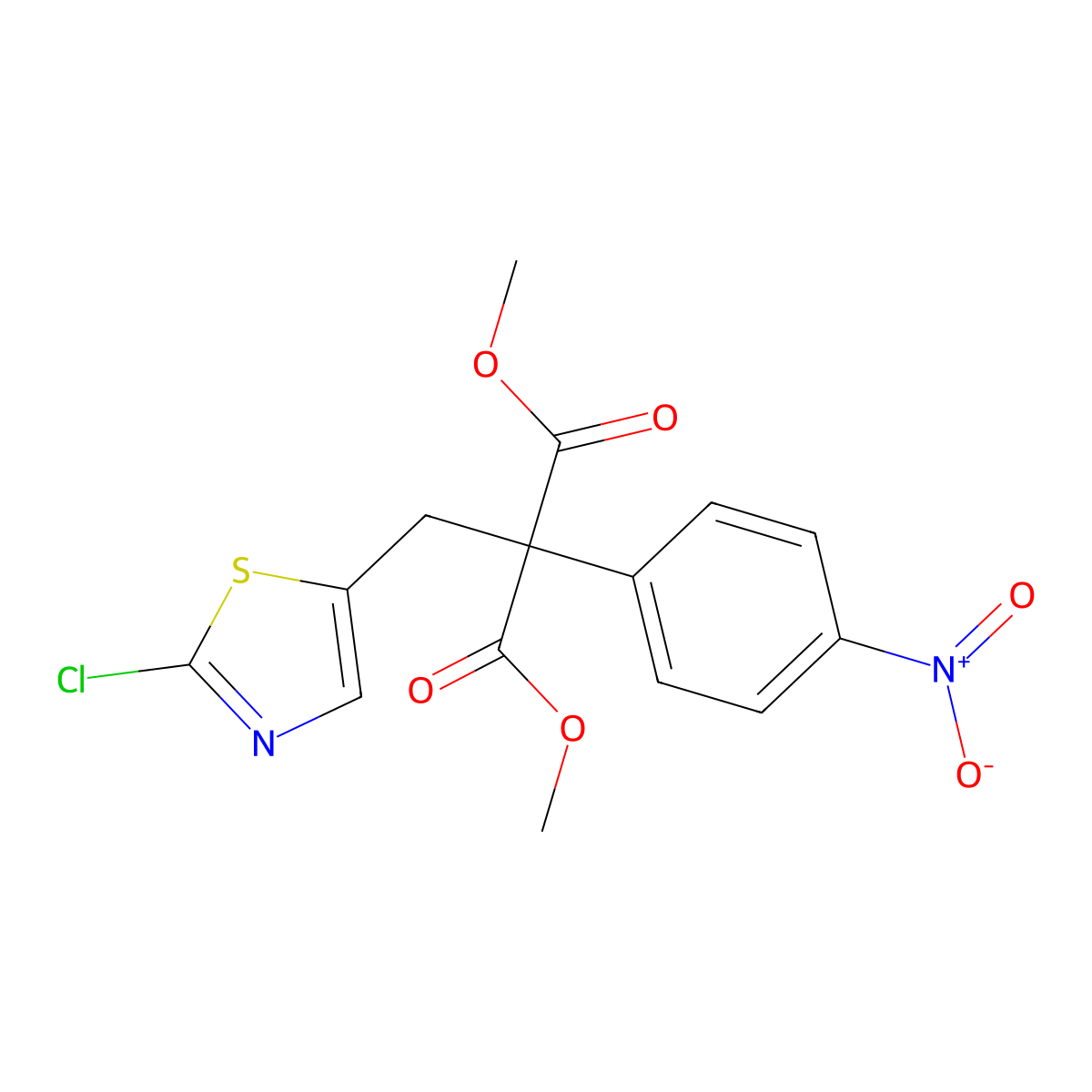 Dimethyl 2-[(2-chloro-1,3-thiazol-5-yl)methyl]-2-(4-nitrophenyl)malonate molecular structure, CAS 685108-30-9