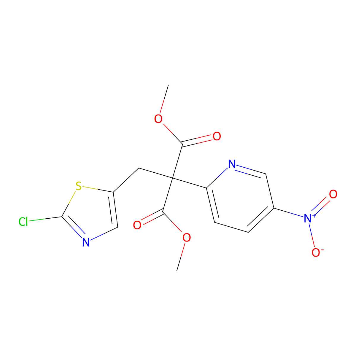 Dimethyl 2-[(2-chloro-1,3-thiazol-5-yl)methyl]-2-(5-nitro-2-pyridinyl)malonate molecular structure, CAS 685108-33-2