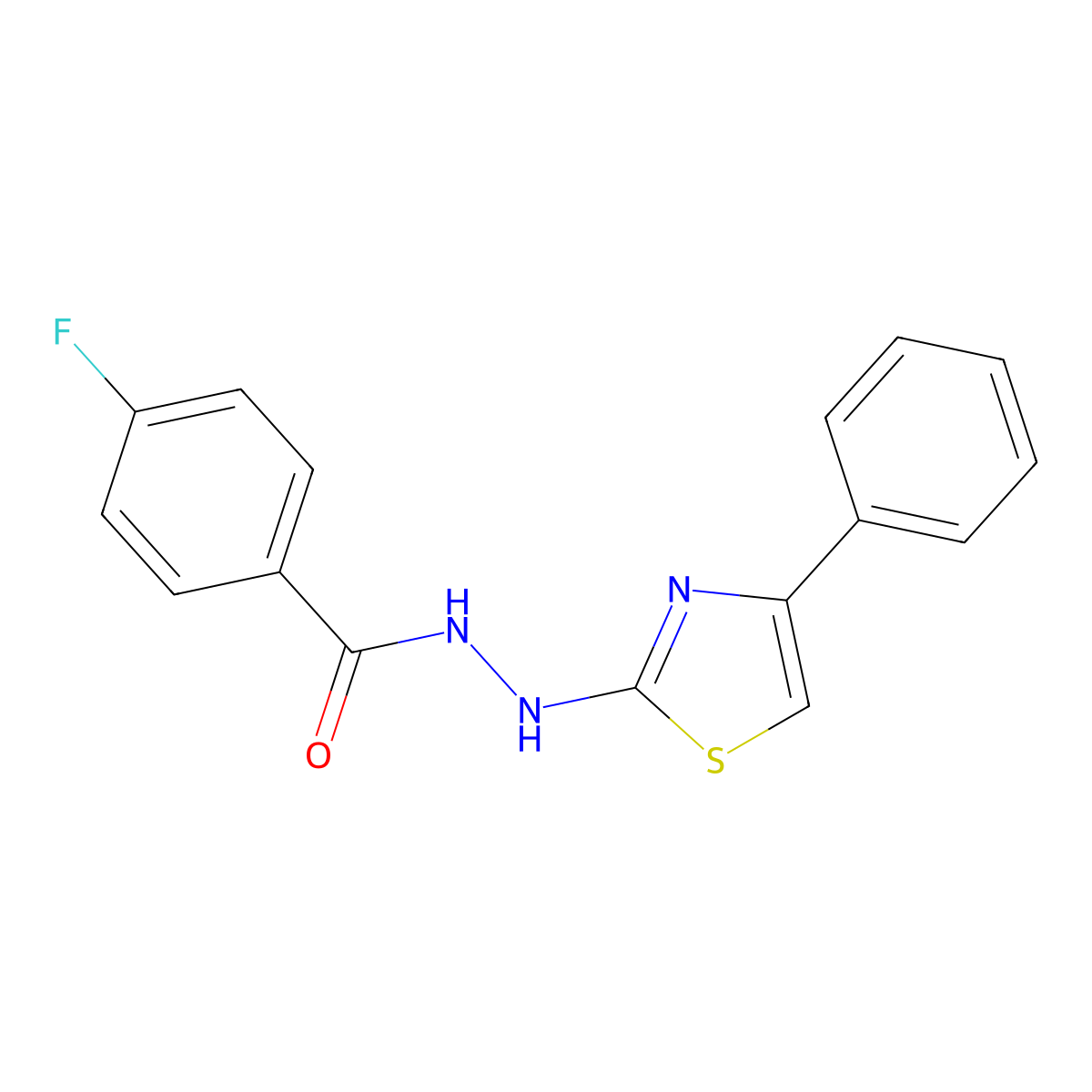 4-fluoro-N'-(4-phenyl-1,3-thiazol-2-yl)benzohydrazide molecular structure, CAS 685108-41-2