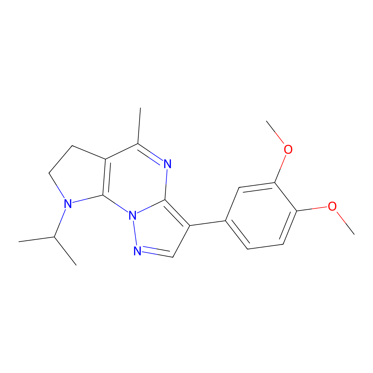 3-(3,4-dimethoxyphenyl)-8-isopropyl-5-methyl-7,8-dihydro-6H-pyrazolo[1,5-a]pyrrolo[3,2-e]pyrimidine molecular structure, CAS 685108-50-3