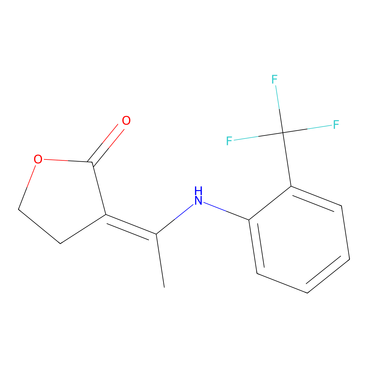 3-{(Z)-1-[2-(trifluoromethyl)anilino]ethylidene}dihydro-2-furanone molecular structure, CAS 685108-57-0