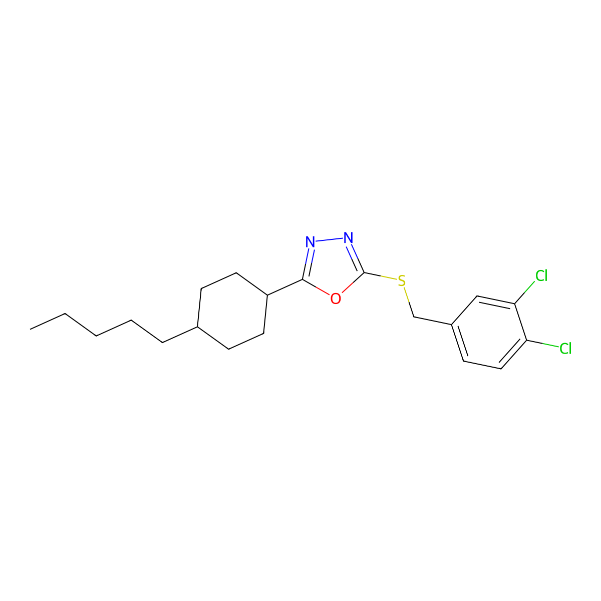 2-[(3,4-Dichlorobenzyl)sulfanyl]-5-(4-pentylcyclohexyl)-1,3,4-oxadiazole molecular structure, CAS 685108-60-5