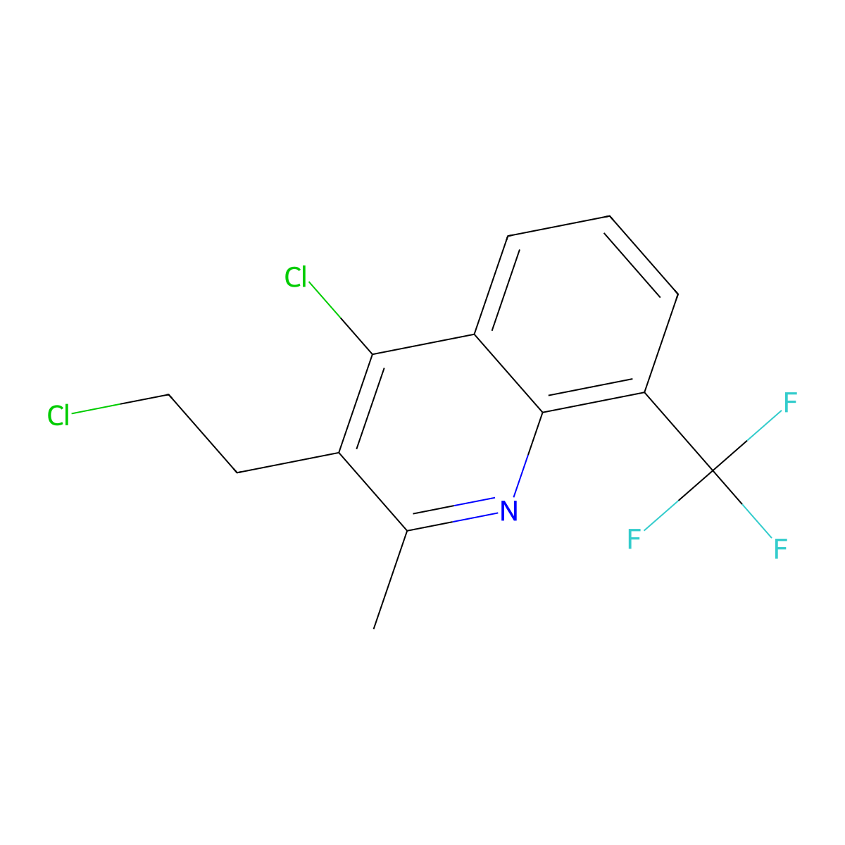 4-Chloro-3-(2-chloroethyl)-2-methyl-8-(trifluoromethyl)quinoline molecular structure, CAS 685108-61-6