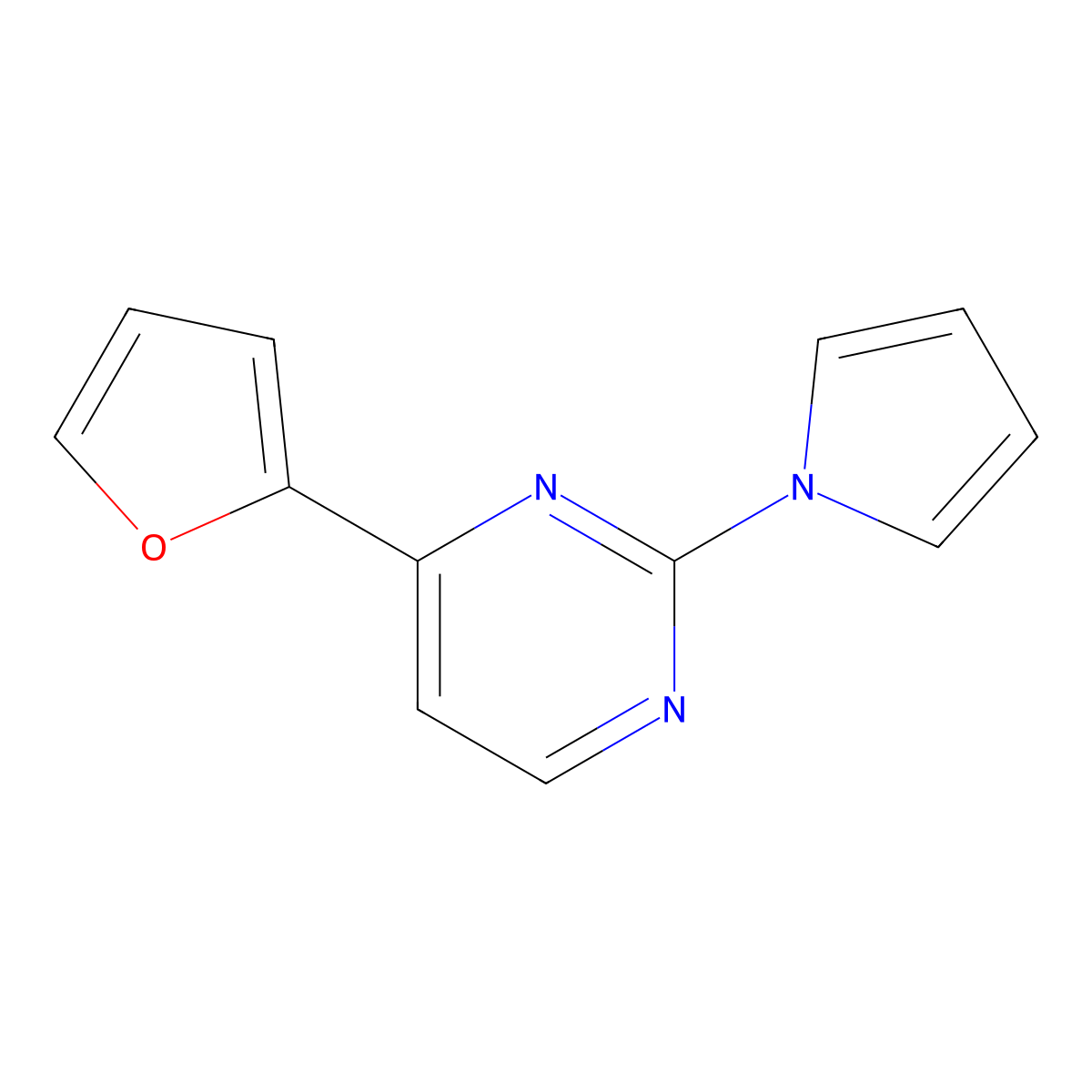 4-(2-furyl)-2-(1H-pyrrol-1-yl)pyrimidine molecular structure, CAS 685109-18-6