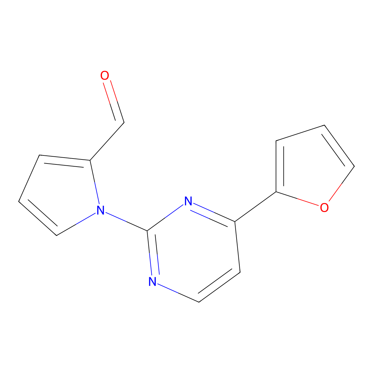 1-[4-(2-furyl)-2-pyrimidinyl]-1H-pyrrole-2-carbaldehyde molecular structure, CAS 685109-20-0
