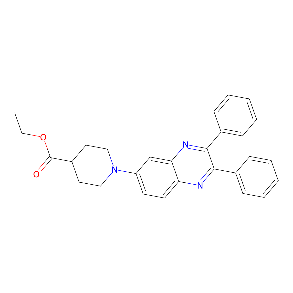 Ethyl 1-(2,3-diphenylquinoxalin-6-yl)piperidine-4-carboxylate molecular structure, CAS 685109-32-4