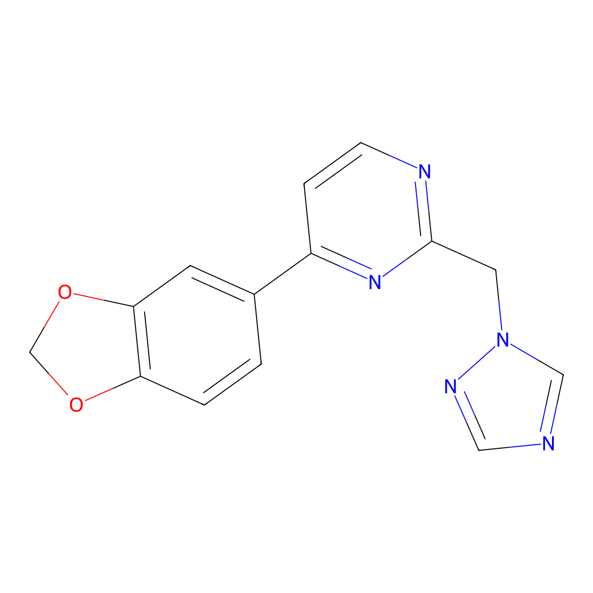 4-(1,3-benzodioxol-5-yl)-2-(1H-1,2,4-triazol-1-ylmethyl)pyrimidine molecular structure, CAS 685109-34-6