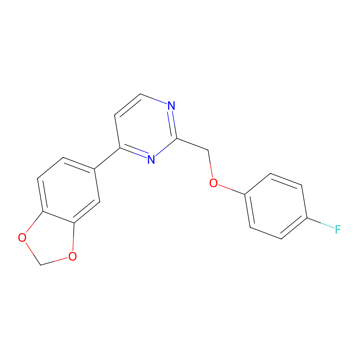 [4-(1,3-Benzodioxol-5-yl)-2-pyrimidinyl]methyl 4-fluorophenyl ether molecular structure, CAS 685109-38-0