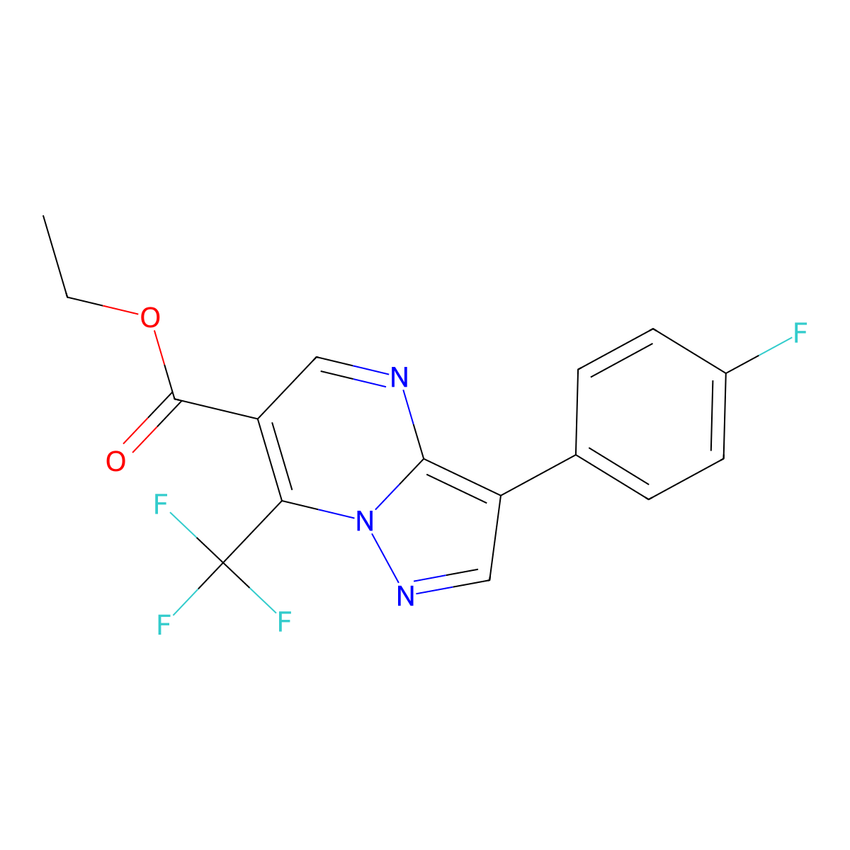 Ethyl 3-(4-fluorophenyl)-7-(trifluoromethyl)pyrazolo[1,5-a]pyrimidine-6-carboxylate molecular structure, CAS 685109-47-1