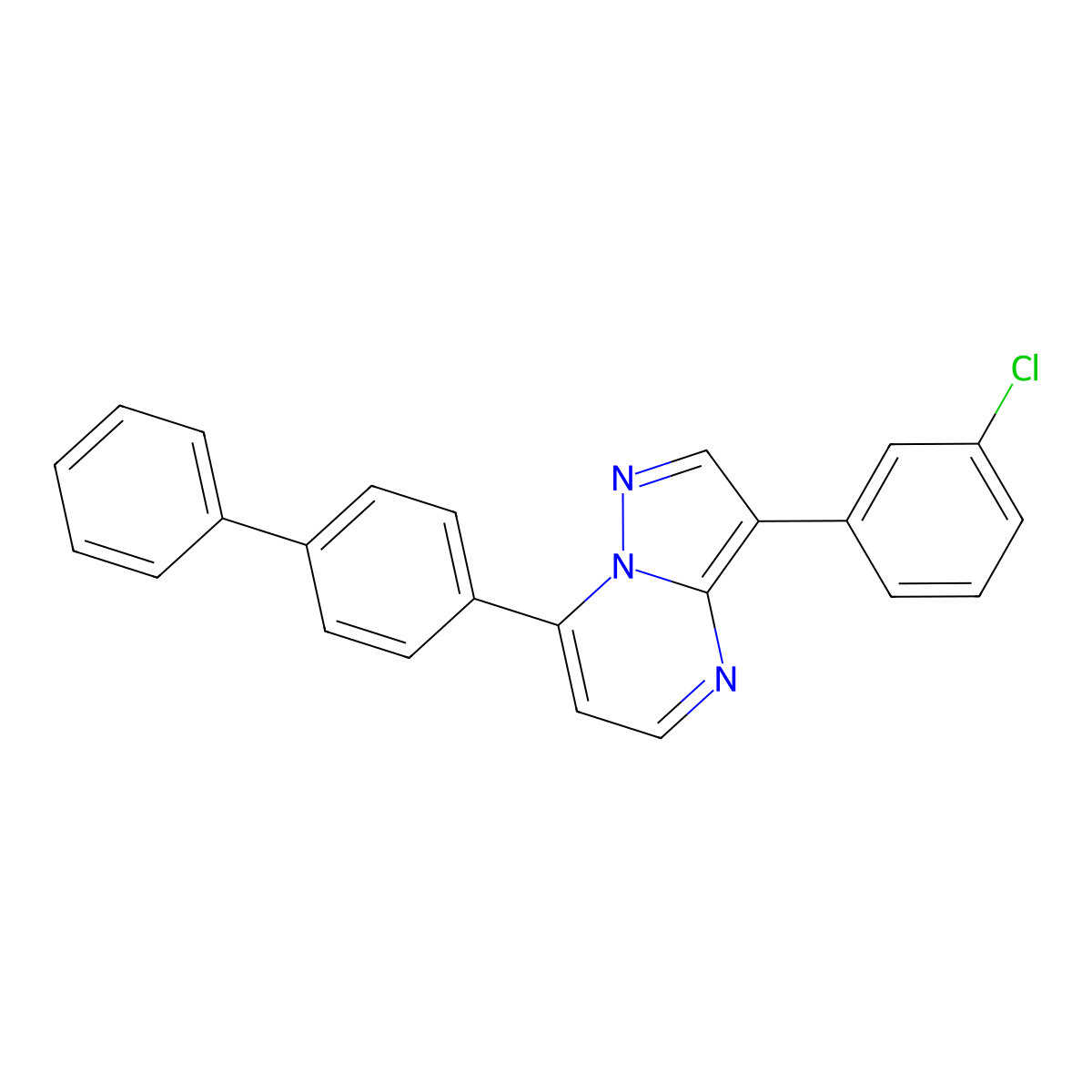 7-[1,1'-Biphenyl]-4-yl-3-(3-chlorophenyl)pyrazolo[1,5-a]pyrimidine molecular structure, CAS 685109-53-9