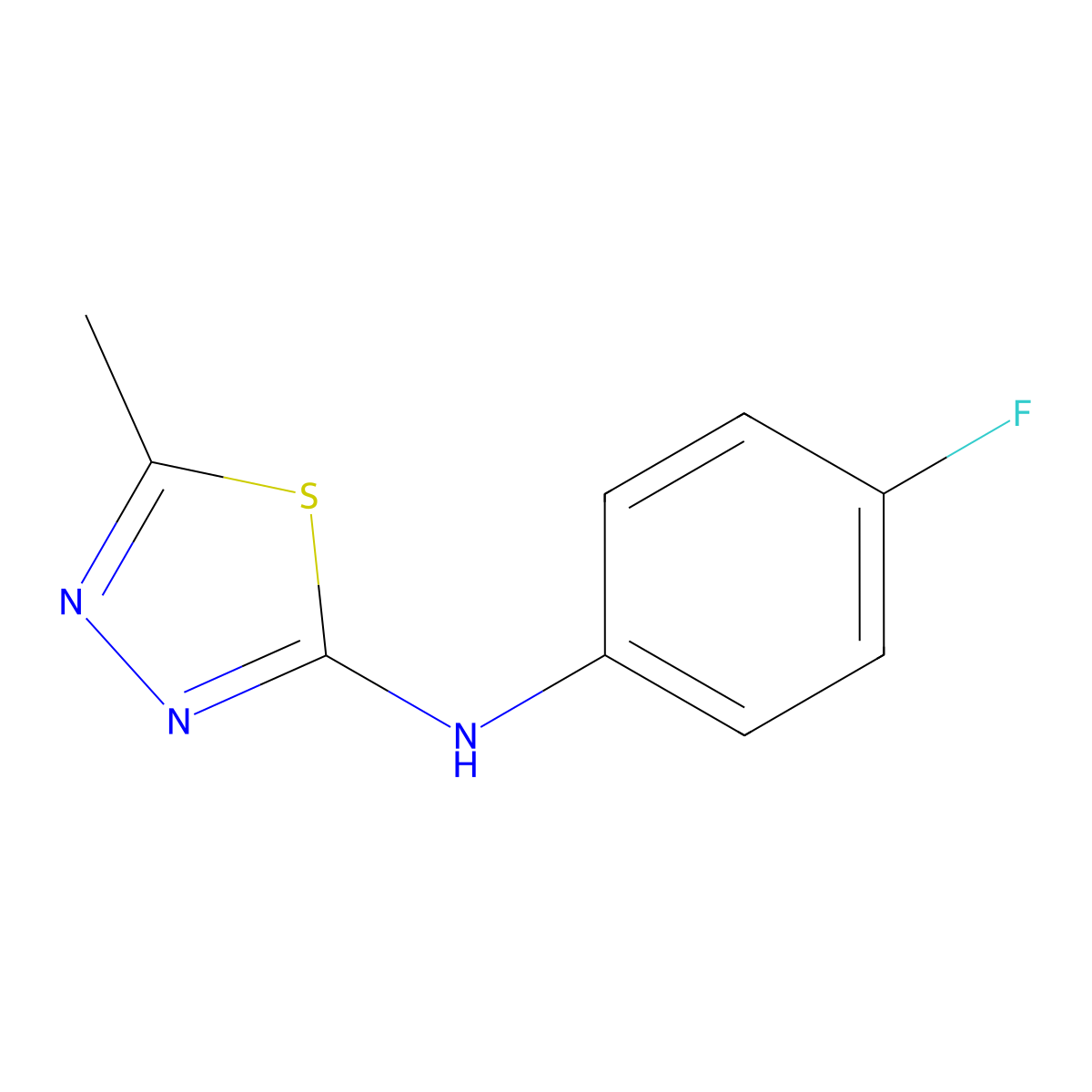 N-(4-fluorophenyl)-5-methyl-1,3,4-thiadiazol-2-amine molecular structure, CAS 685113-00-2