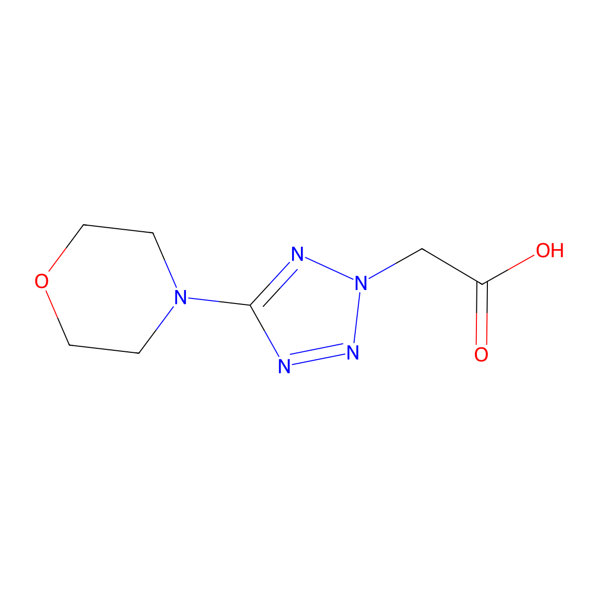 (5-Morpholin-4-yl-2H-tetrazol-2-yl)acetic acid molecular structure, CAS 685113-09-1