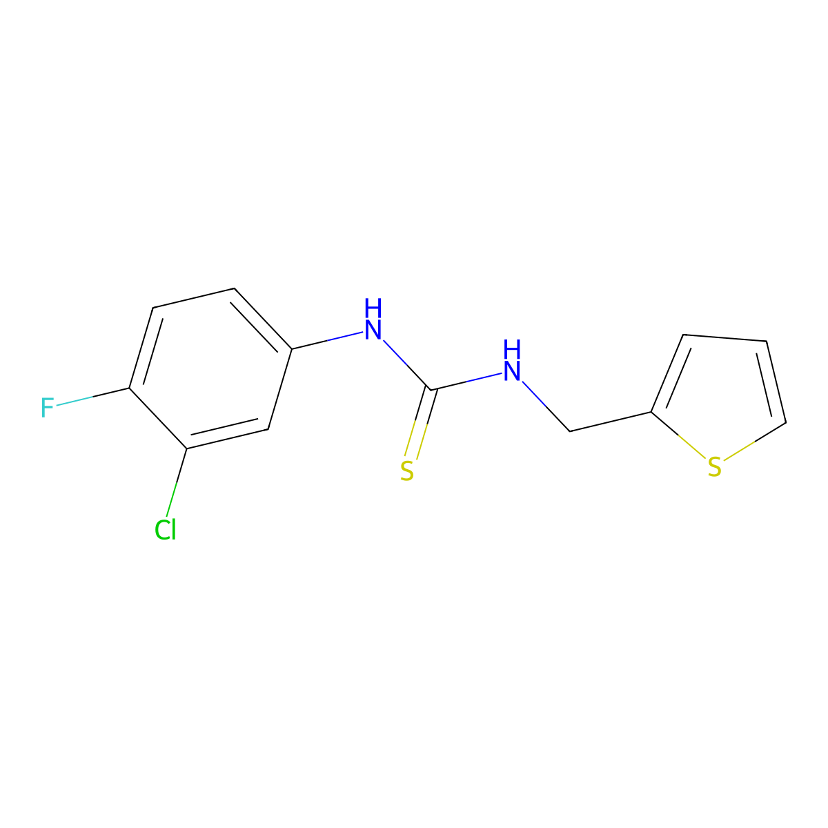 1-(3-Chloro-4-fluorophenyl)-3-(thiophen-2-ylmethyl)thiourea molecular structure, CAS 685113-17-1
