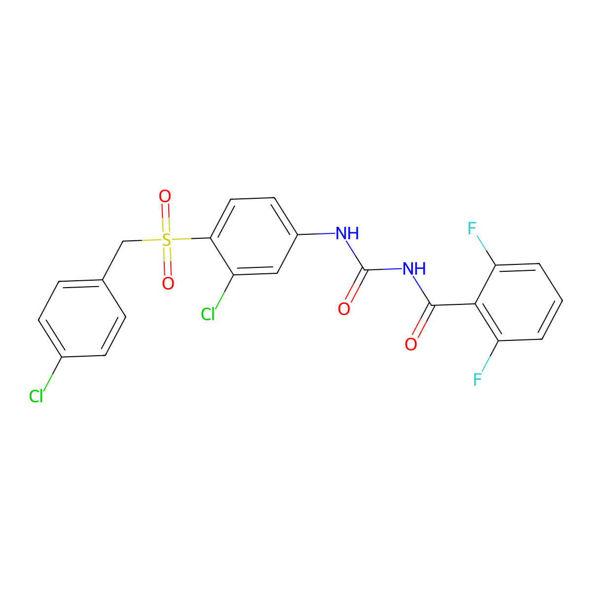 N-({3-Chloro-4-[(4-chlorobenzyl)sulfonyl]phenyl}carbamoyl)-2,6-difluorobenzamide molecular structure, CAS 685114-18-5
