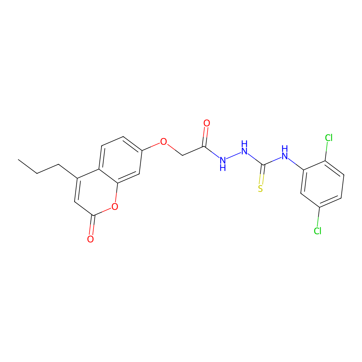 N-(2,5-Dichlorophenyl)-2-(2-((2-oxo-4-propyl-2H-chromen-7-yl)oxy)acetyl)hydrazinecarbothioamide molecular structure, CAS 685114-36-7