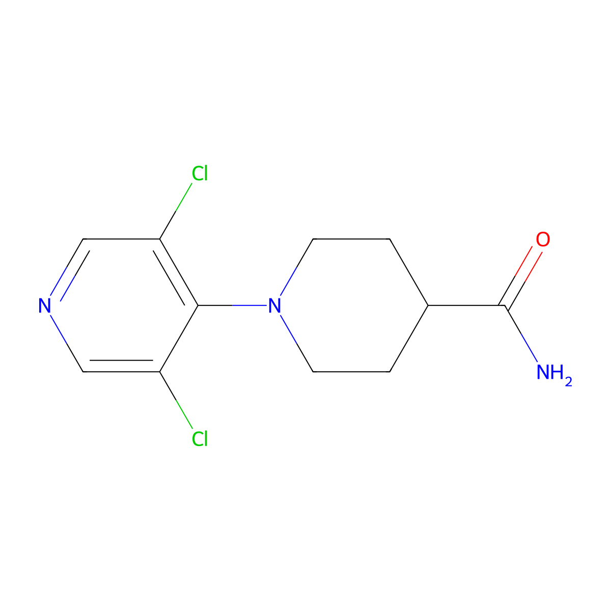 1-(3,5-Dichloropyridin-4-yl)piperidine-4-carboxamide molecular structure, CAS 685115-77-9