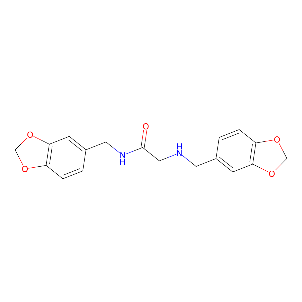N-(1,3-Benzodioxol-5-ylmethyl)-2-[(1,3-benzodioxol-5-ylmethyl)amino]acetamide molecular structure, CAS 685115-78-0