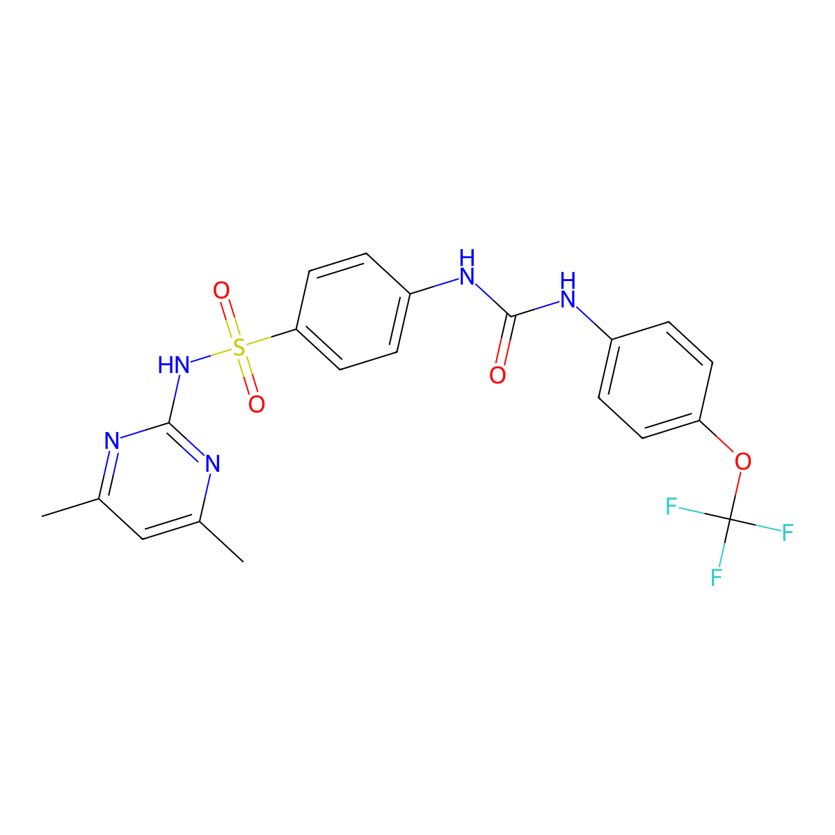 N-(4,6-Dimethylpyrimidin-2-yl)-4-(3-(4-(trifluoromethoxy)phenyl)ureido)benzenesulfonamide molecular structure, CAS 685116-50-1