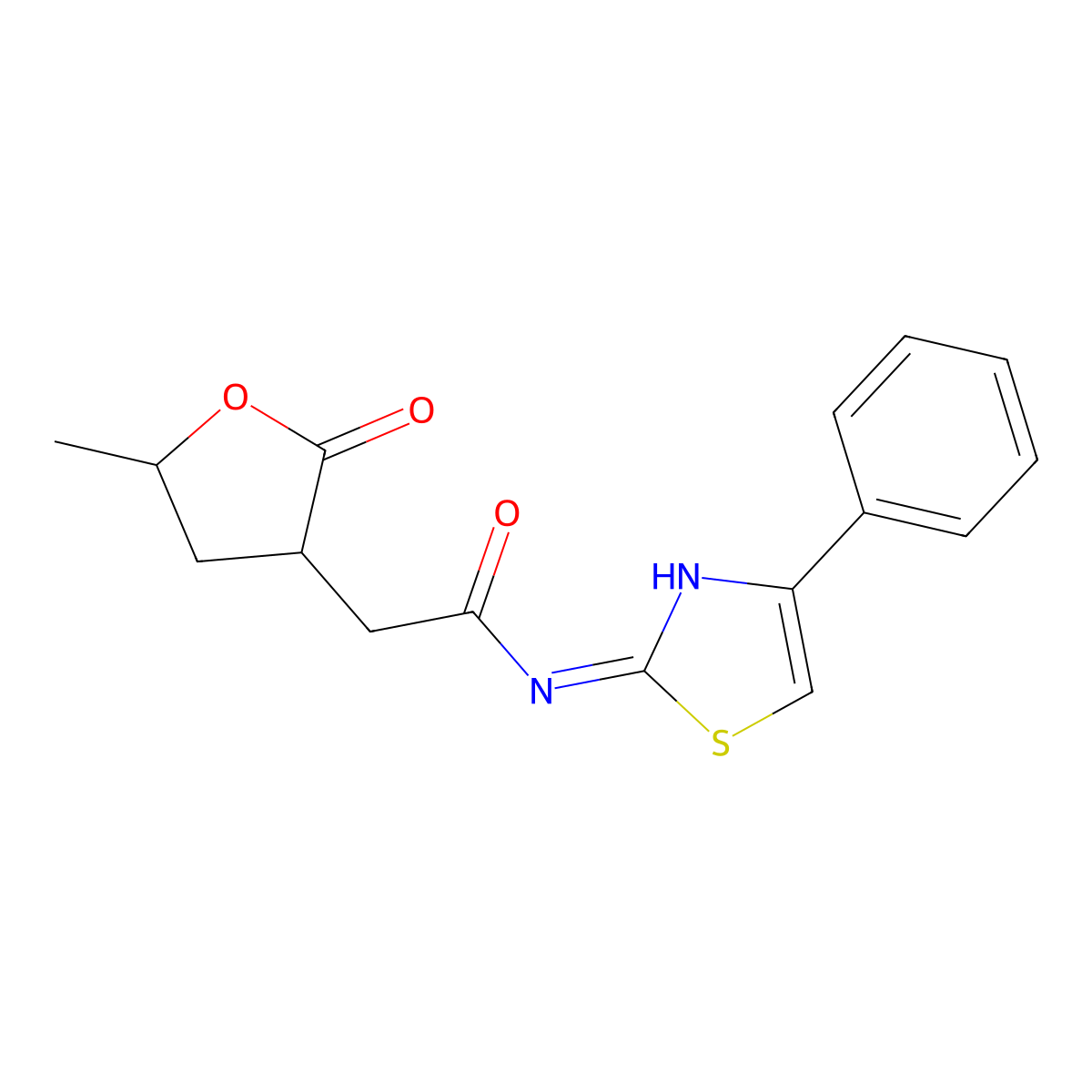 2-(5-methyl-2-oxooxolan-3-yl)-N-(4-phenyl-1,3-thiazol-2-yl)acetamide molecular structure, CAS 685118-10-9