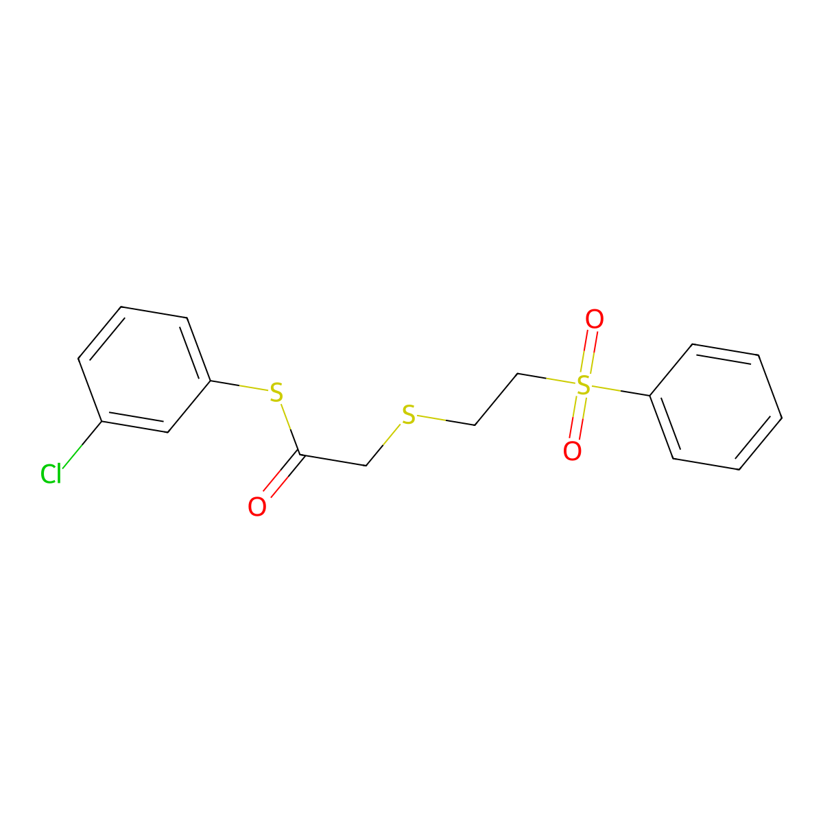 S-(3-Chlorophenyl) 2-[[2-(phenylsulfonyl)ethyl]thio]ethanethioate molecular structure, CAS 685119-22-6