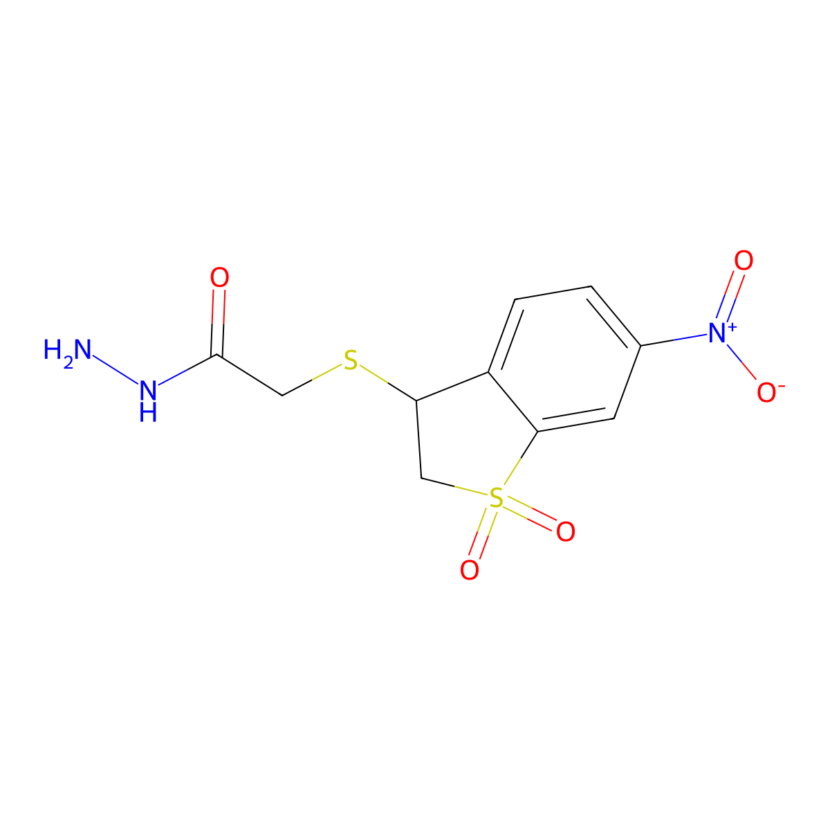 2-[(6-nitro-1,1-dioxo-2,3-dihydro-1H-1-benzothiophen-3-yl)sulfanyl]acetohydrazide molecular structure, CAS 685120-05-2