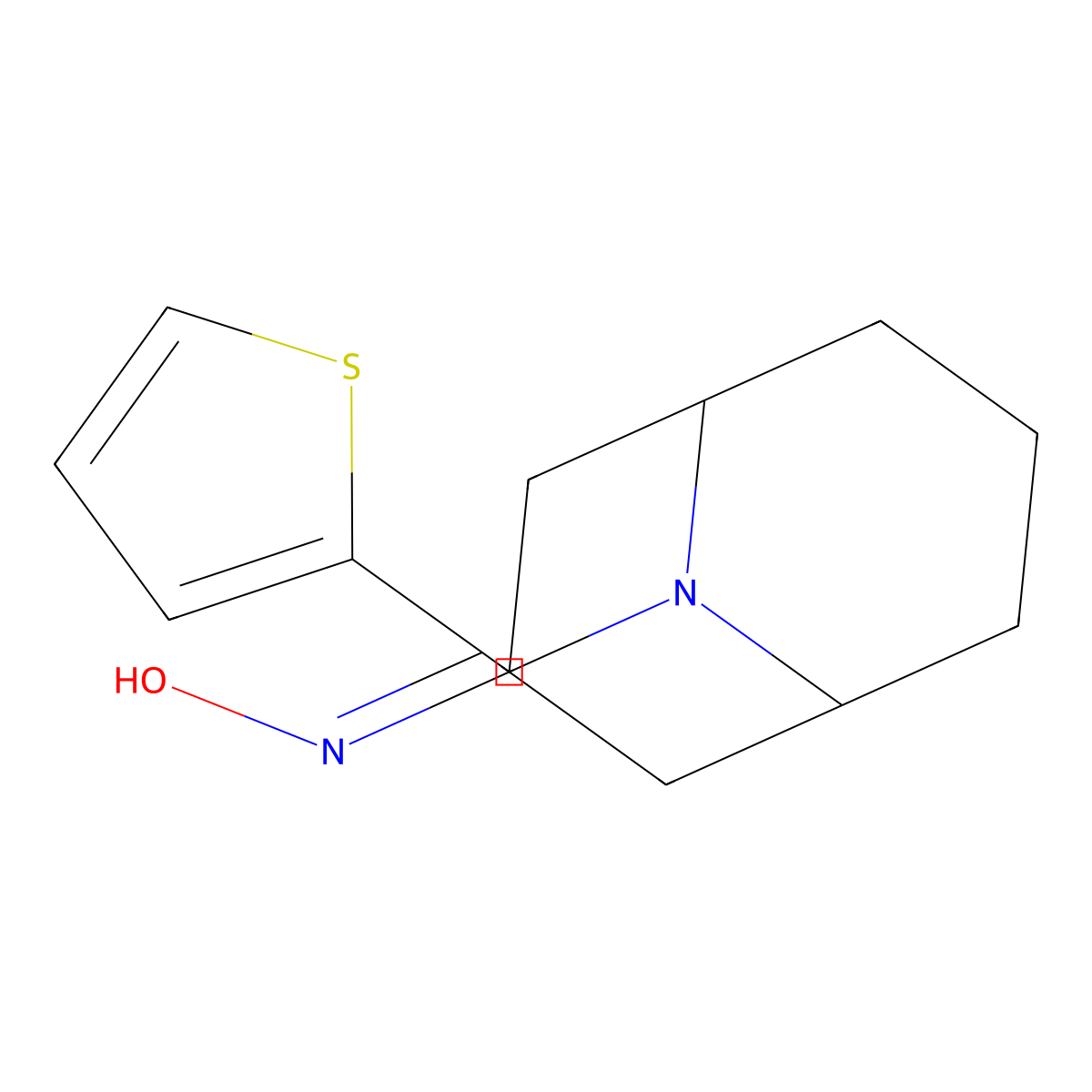 N-{9-[(thiophen-2-yl)methyl]-9-azabicyclo[3.3.1]nonan-3-ylidene}hydroxylamine molecular structure, CAS 685120-10-9