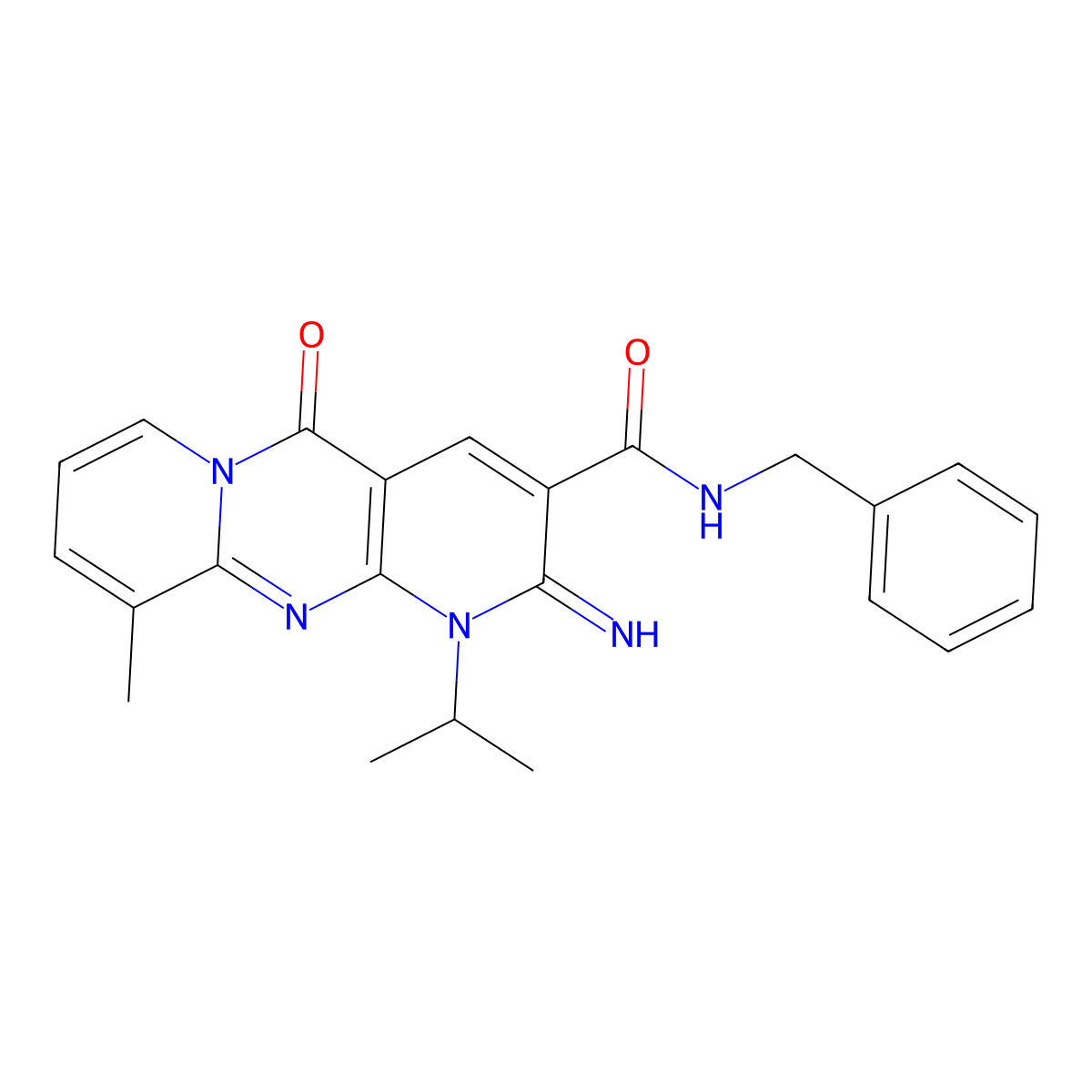 [2-imino-10-methyl-1-(methylethyl)-5-oxo(1,6-dihydropyridino[2,3-d]pyridino[1, 2-a]pyrimidin-3-yl)]-N-benzylcarboxamide molecular structure, CAS 685122-03-6