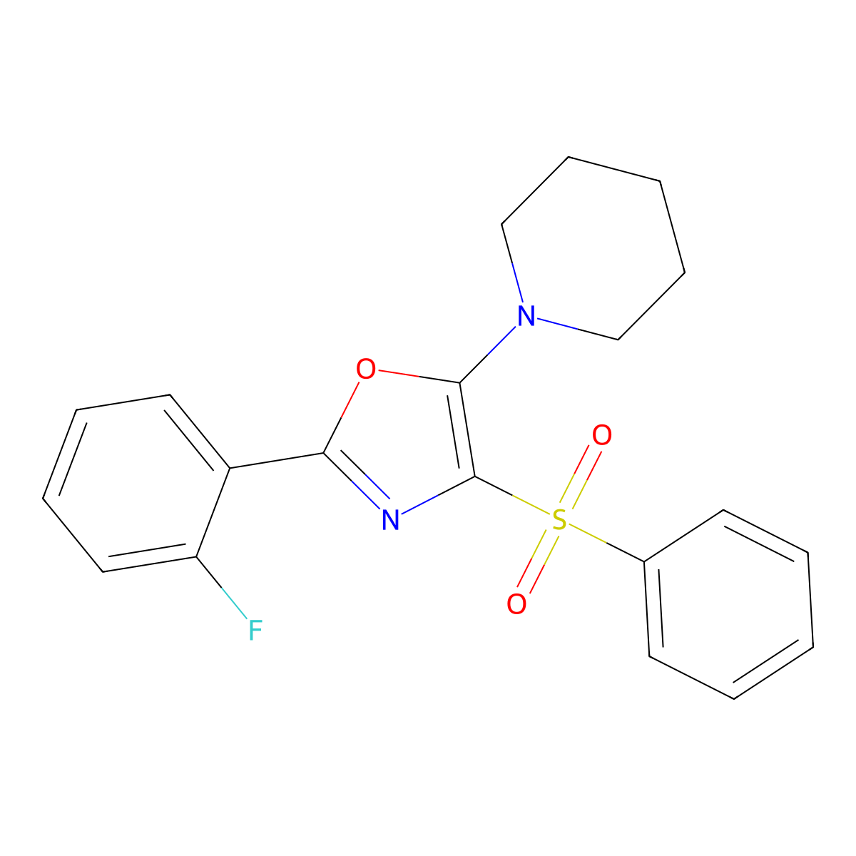 2-(2-Fluorophenyl)-4-(phenylsulfonyl)-5-(piperidin-1-yl)oxazole molecular structure, CAS 685122-29-6