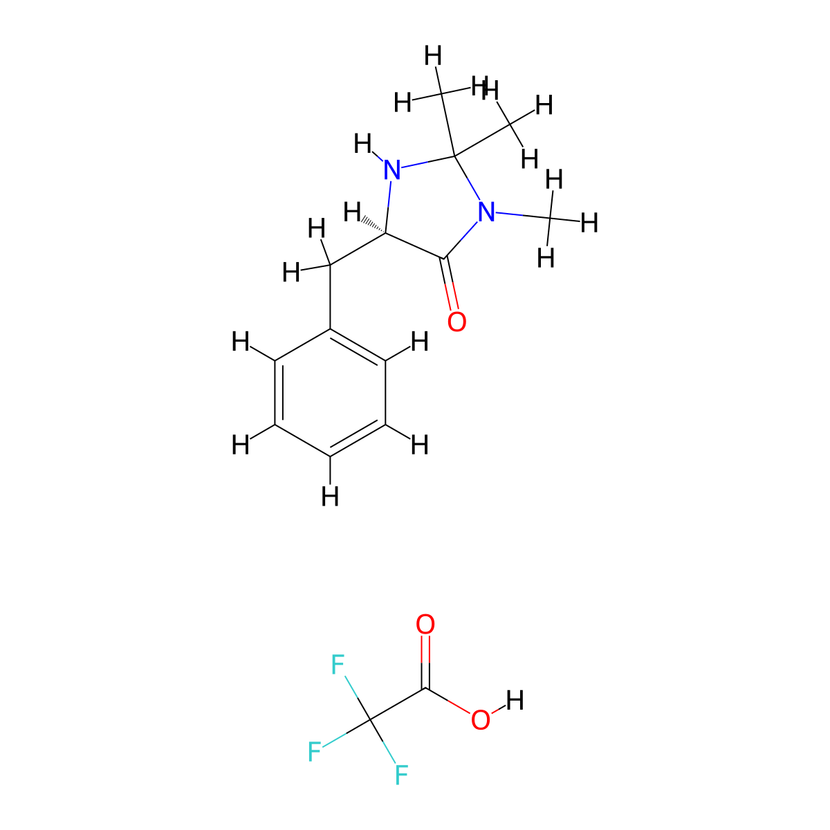 (R)-5-Benzyl-2,2,3-trimethylimidazolidin-4-one 2,2,2-trifluoroacetate molecular structure, CAS 685128-78-3
