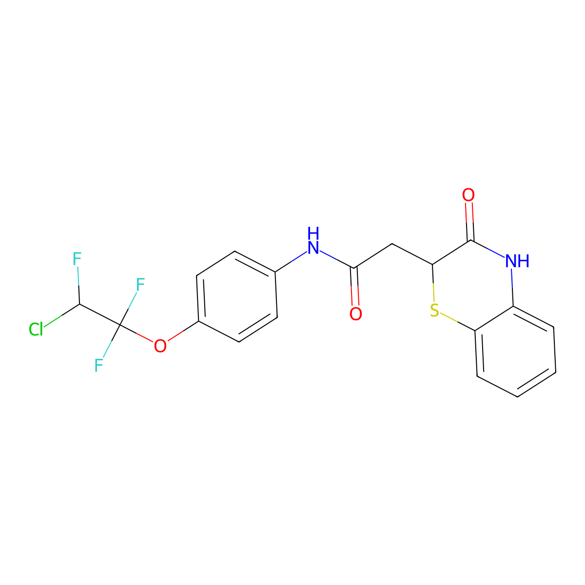 N-[4-(2-chloro-1,1,2-trifluoroethoxy)phenyl]-2-(3-oxo-4H-1,4-benzothiazin-2-yl)acetamide molecular structure, CAS 685130-35-2