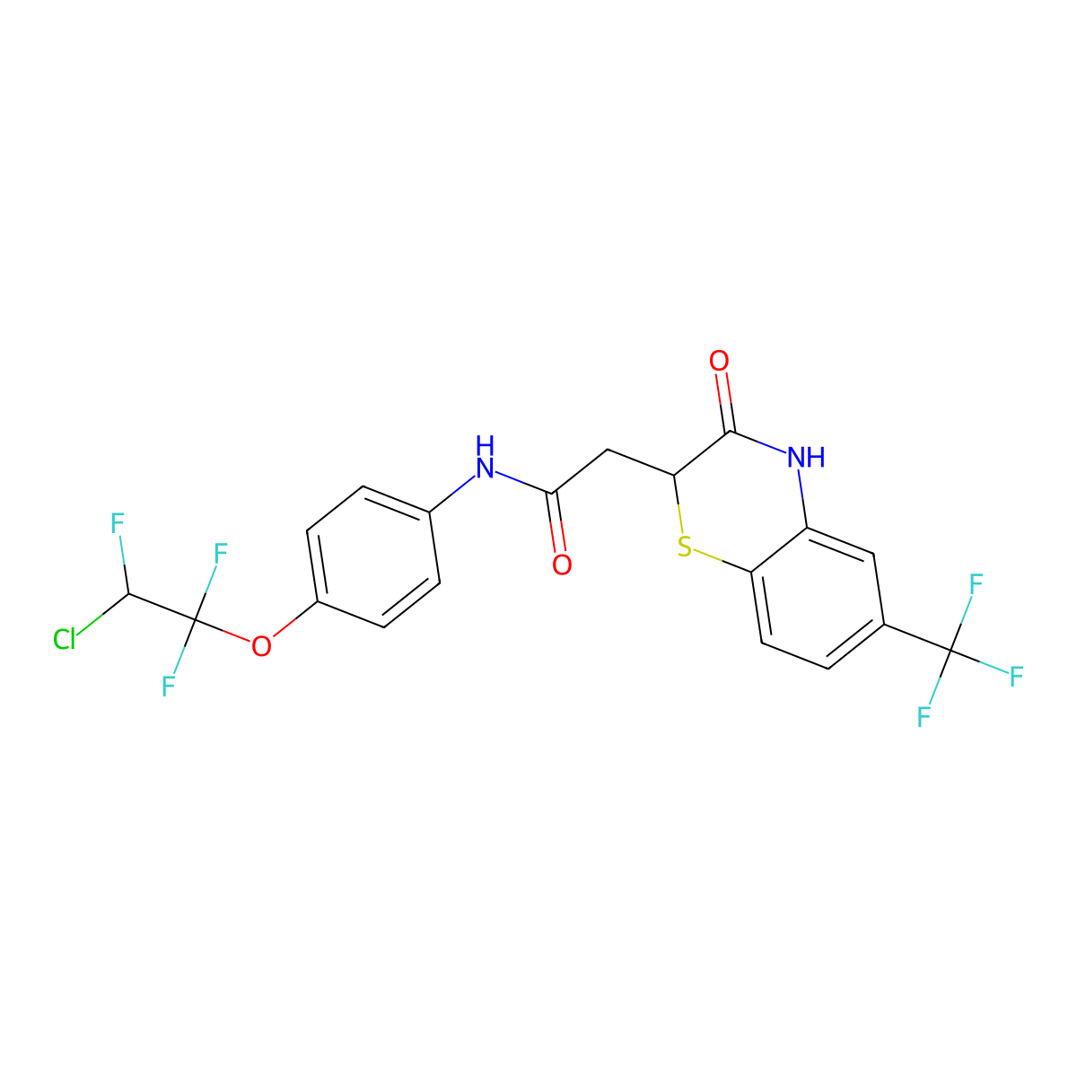 N-[4-(2-chloro-1,1,2-trifluoroethoxy)phenyl]-2-[3-oxo-6-(trifluoromethyl)-3,4-dihydro-2H-1,4-benzothiazin-2-yl]acetamide molecular structure, CAS 685130-36-3