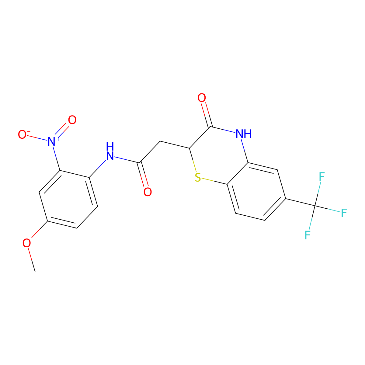 N-(4-methoxy-2-nitrophenyl)-2-[3-oxo-6-(trifluoromethyl)-3,4-dihydro-2H-1,4-benzothiazin-2-yl]acetamide molecular structure, CAS 685130-37-4