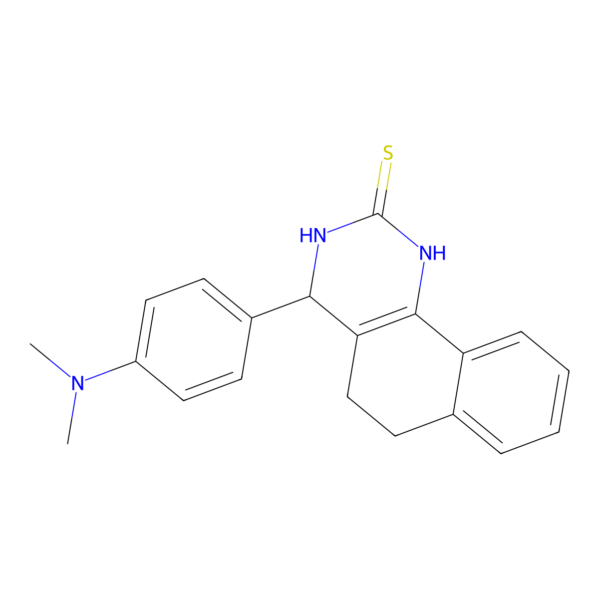 4-[4-(dimethylamino)phenyl]-3,4,5,6-tetrahydrobenzo[h]quinazoline-2(1H)-thione molecular structure, CAS 685130-52-3