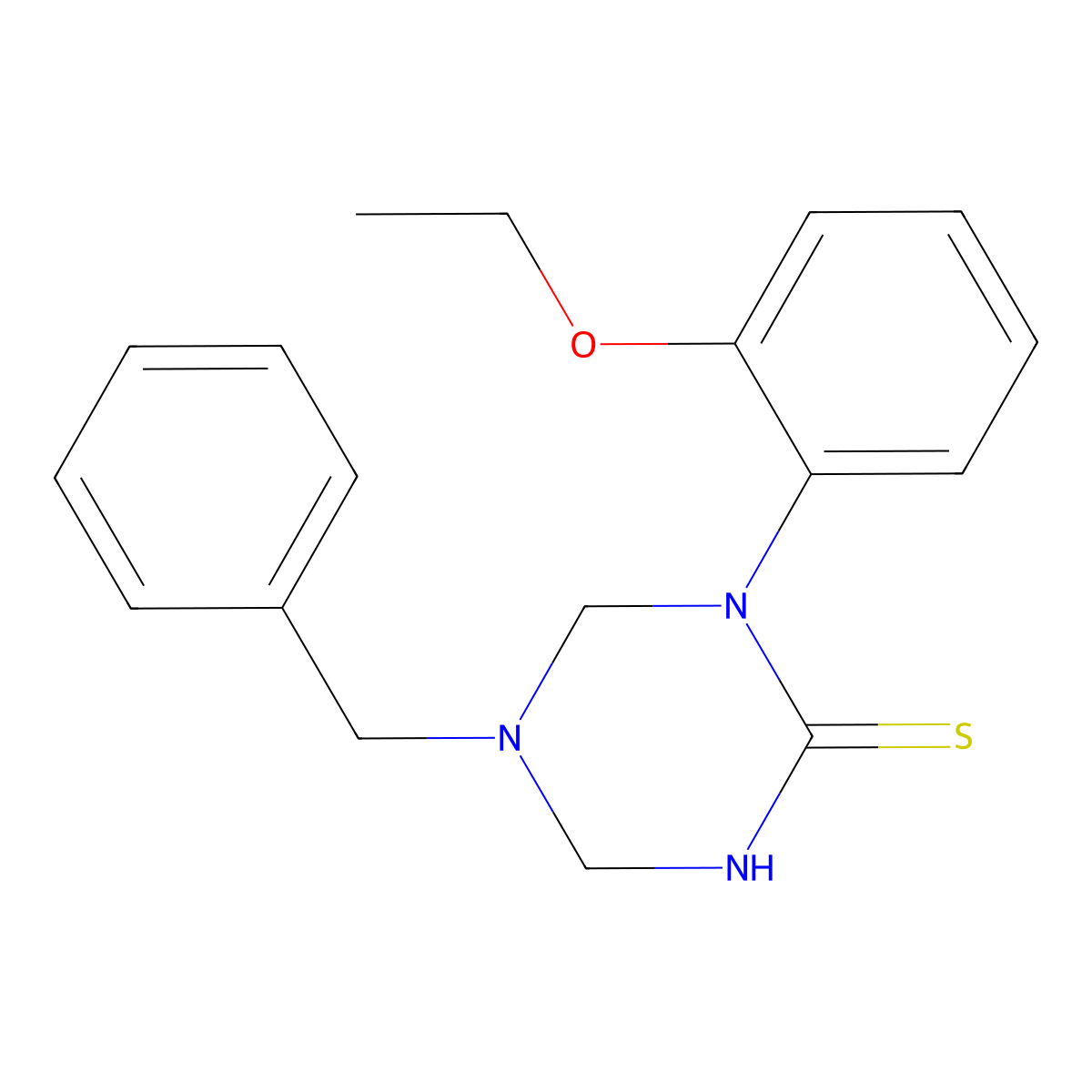 5-Benzyl-1-(2-ethoxyphenyl)-1,3,5-triazinane-2-thione molecular structure, CAS 685130-53-4