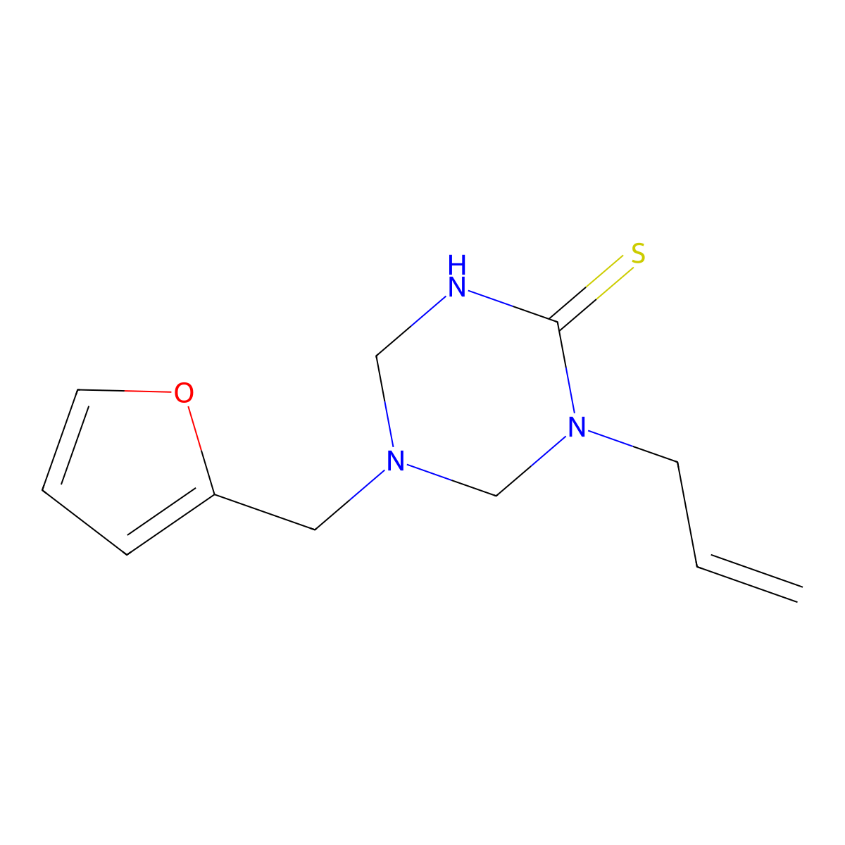 5-(Furan-2-ylmethyl)-1-prop-2-enyl-1,3,5-triazinane-2-thione molecular structure, CAS 685130-60-3