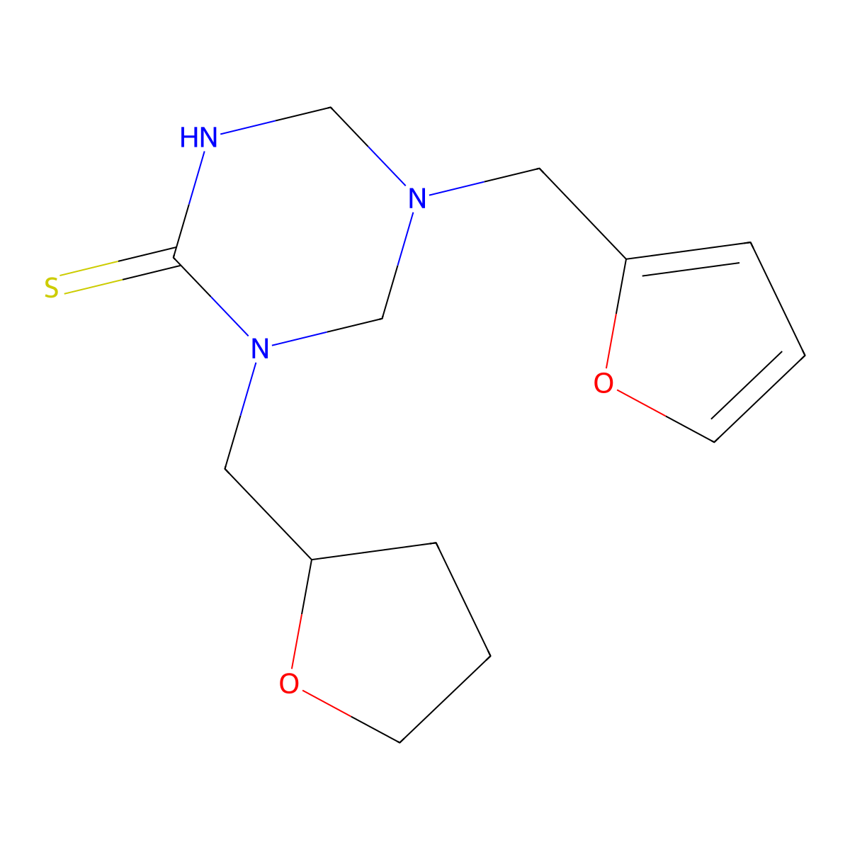 5-(Furan-2-ylmethyl)-1-(oxolan-2-ylmethyl)-1,3,5-triazinane-2-thione molecular structure, CAS 685130-64-7