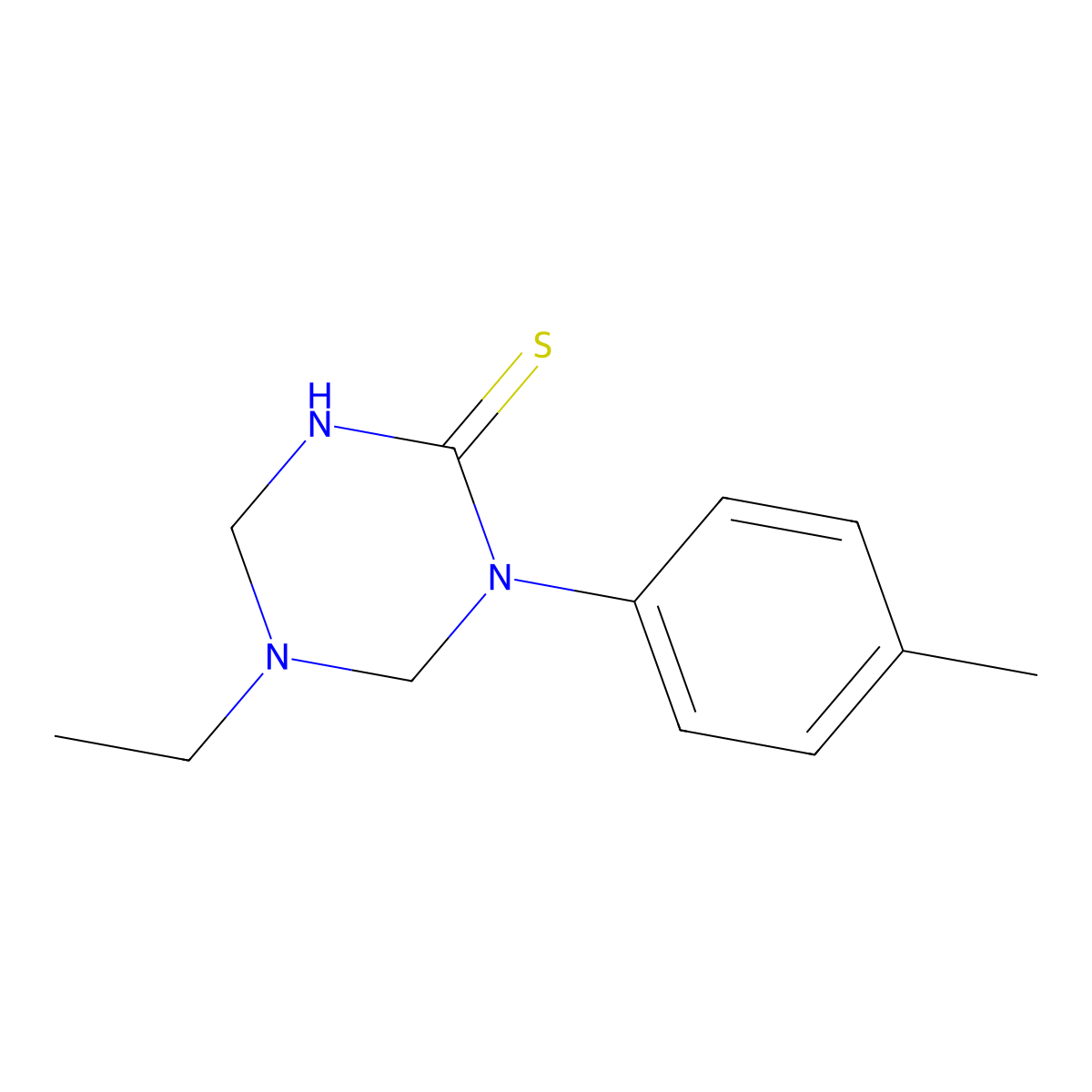 5-Ethyl-1-(4-methylphenyl)-1,3,5-triazinane-2-thione molecular structure, CAS 685130-66-9