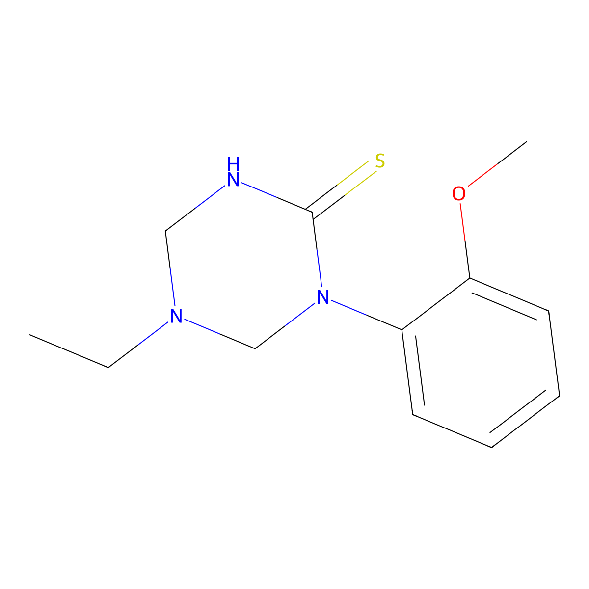 5-Ethyl-1-(2-methoxyphenyl)-1,3,5-triazinane-2-thione molecular structure, CAS 685130-70-5